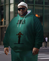 Sweat à capuche et pantalon grande taille pour homme avec un visage heureux